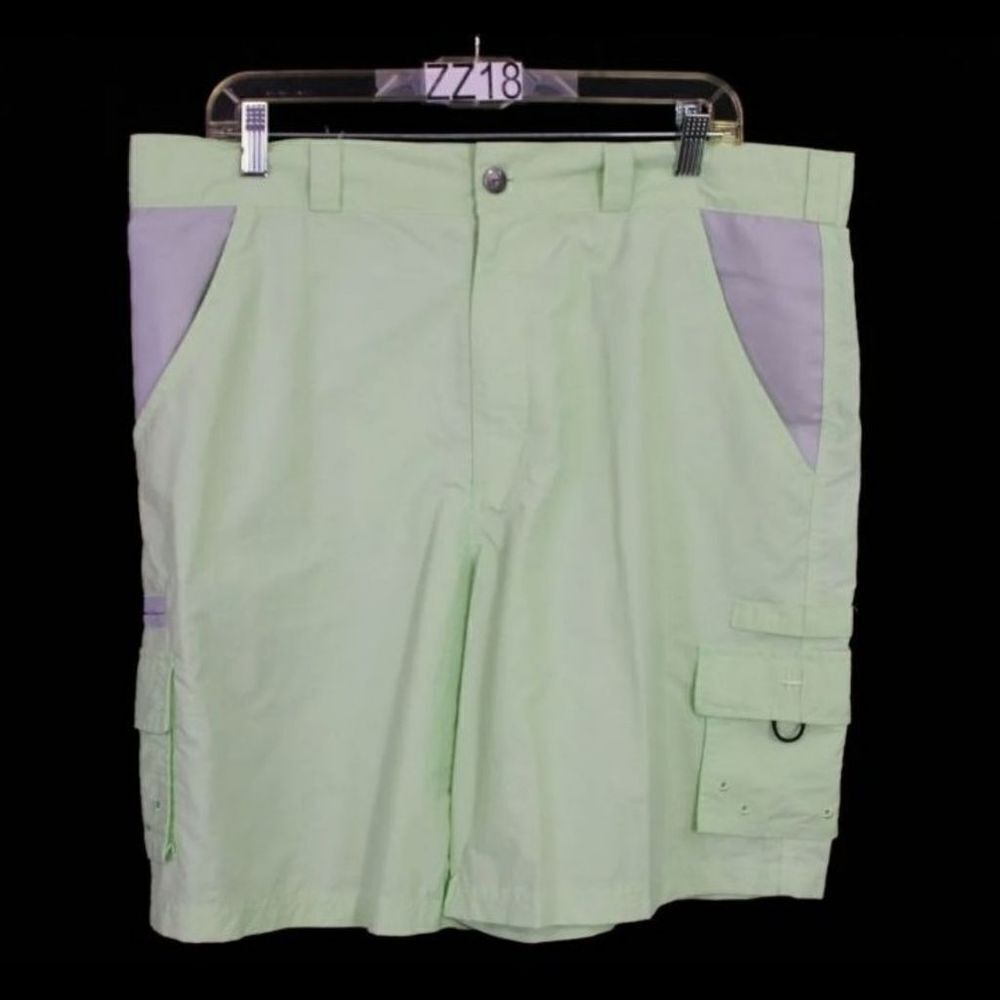 Heybo Size 36 Patina Green 9" Inseam Flat Pocketed Fishing Casual Shorts.